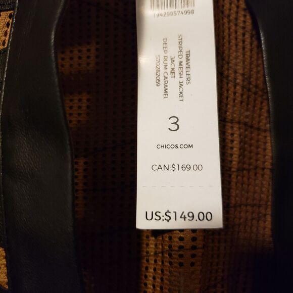 CHICOS Travelers Mesh Jacket Women's XL  Faux Leather Animal Print $149.99 NWT - Picture 5 of 14